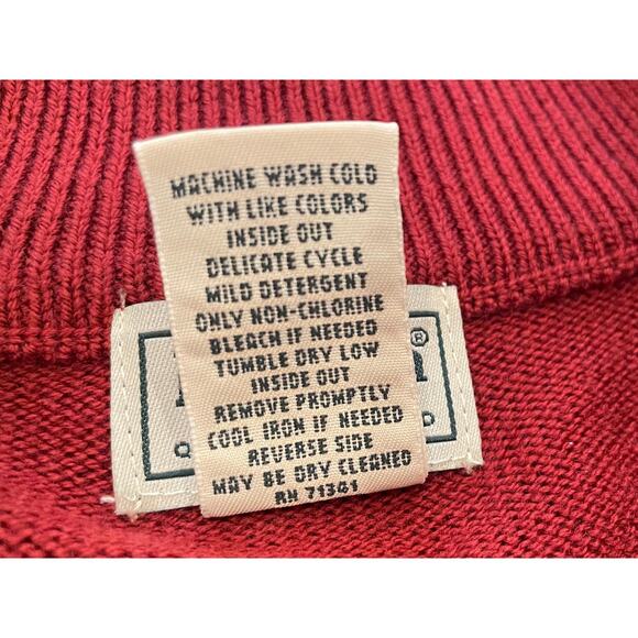 L.L. Bean Burgundy Red 100% Merino Wool Long Sleeve 1/4 Zip Sweater, XL - Picture 7 of 11
